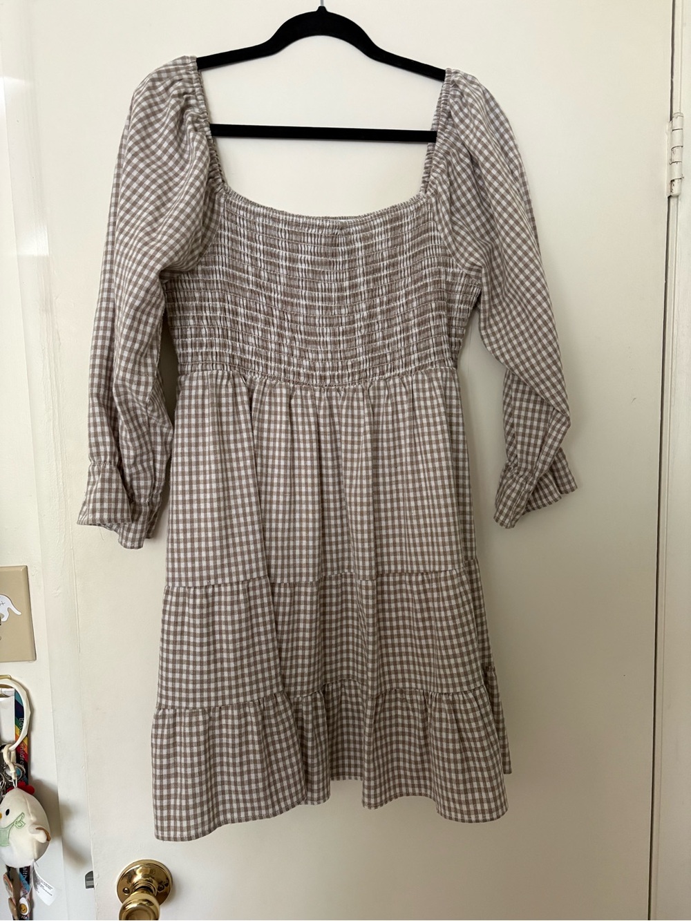 Gingham Smocked Square-Neck Dress